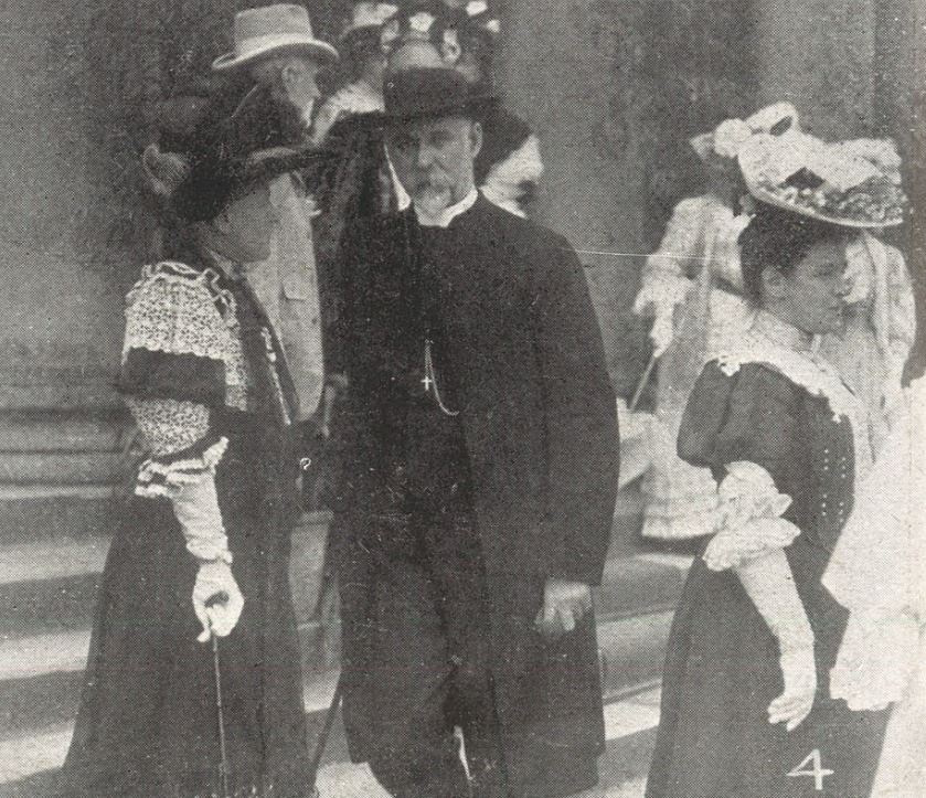 'The Rector with Lady Friends'. The Rector was the Rev. Francis L'Estrange Fawcett,<br>and this was his first experience of Cheltenham's mayoral Garden Party<br><small><i>Cheltenham Chronicle and Gloucestershire Graphic</i> 27 July 1907</small>